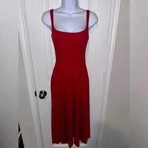 Bardot Red Sleeveless Square-Neck Midi Dress